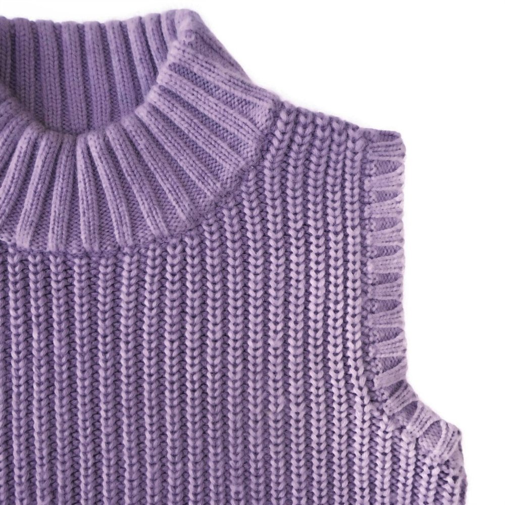 Vintage Contact NY Knit Turtleneck Sleeveless Ribbed Mock Neck Mauve Acrylic - Picture 6 of 8